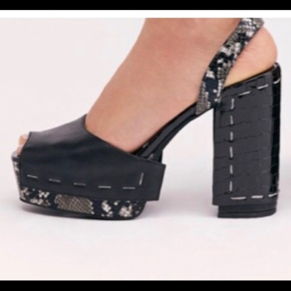 FREE PEOPLE, JEFFREY CAMPBELL — PLATFORM HIGH HEELS, SIZE US 7.5